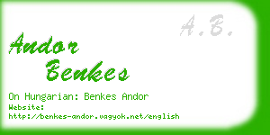 andor benkes business card